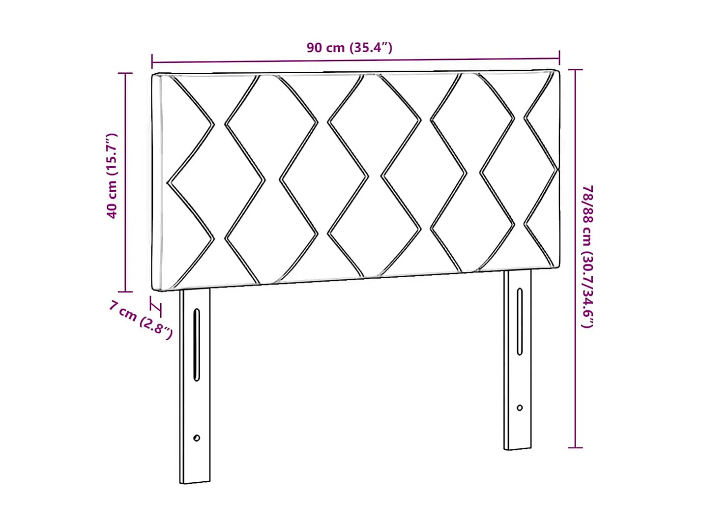 Mueble cabecero | Cabezal de cama | Cabecero de Tela Geométrico con cabecera Crema 90 cm tela