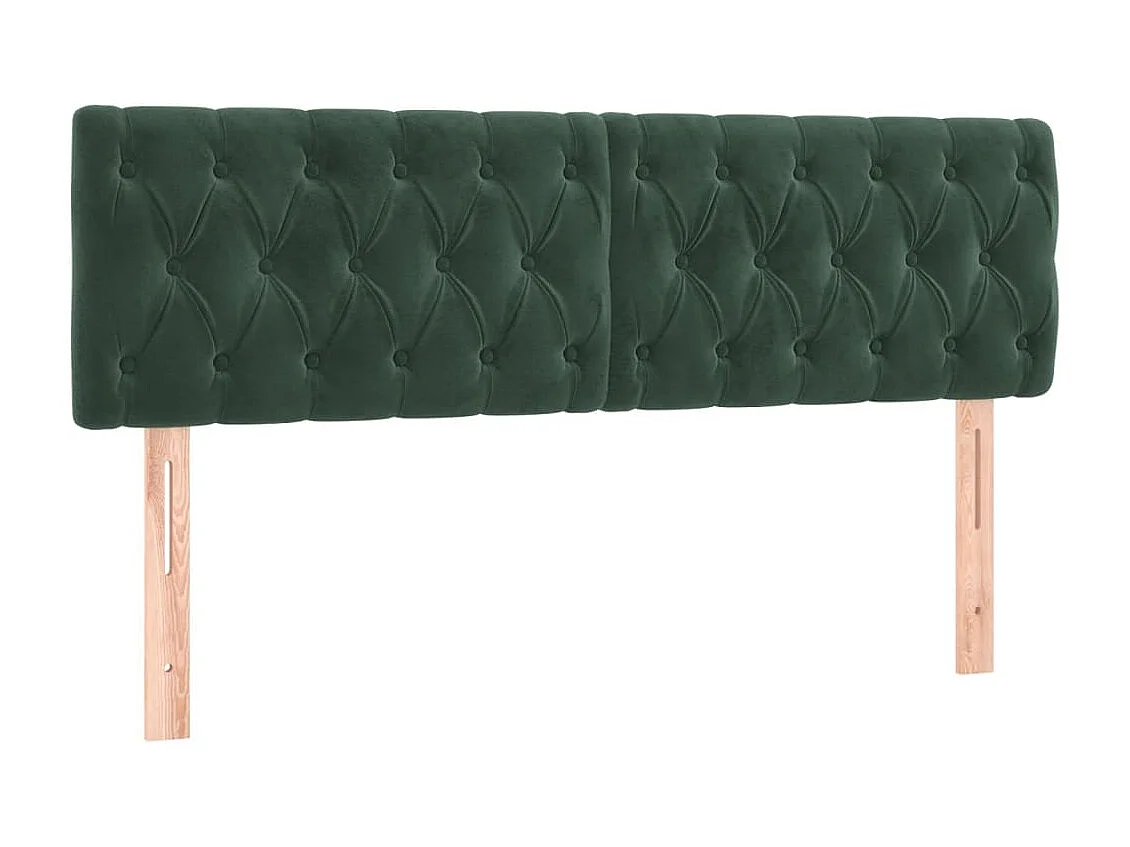 Tête de Lit | Panneau de tête pour lit Moderne à LED Vert foncé 144x7x78/88 cm Velours