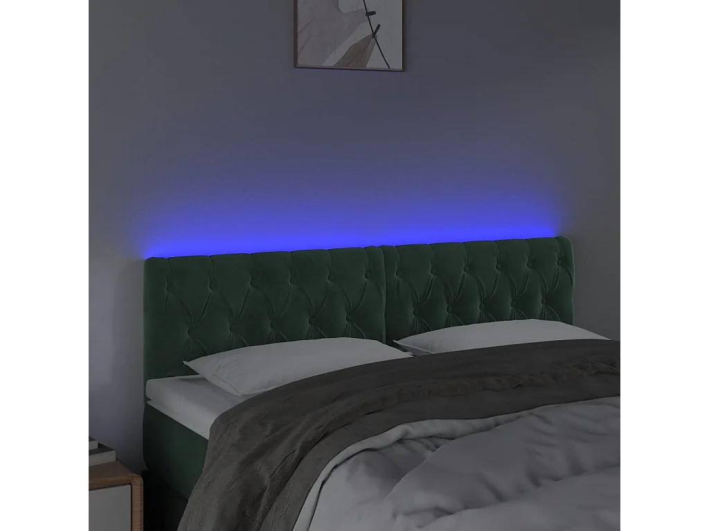 Hoofdbord | Hoofdeinde LED 144x7x78/88 cm fluweel donkergroen
