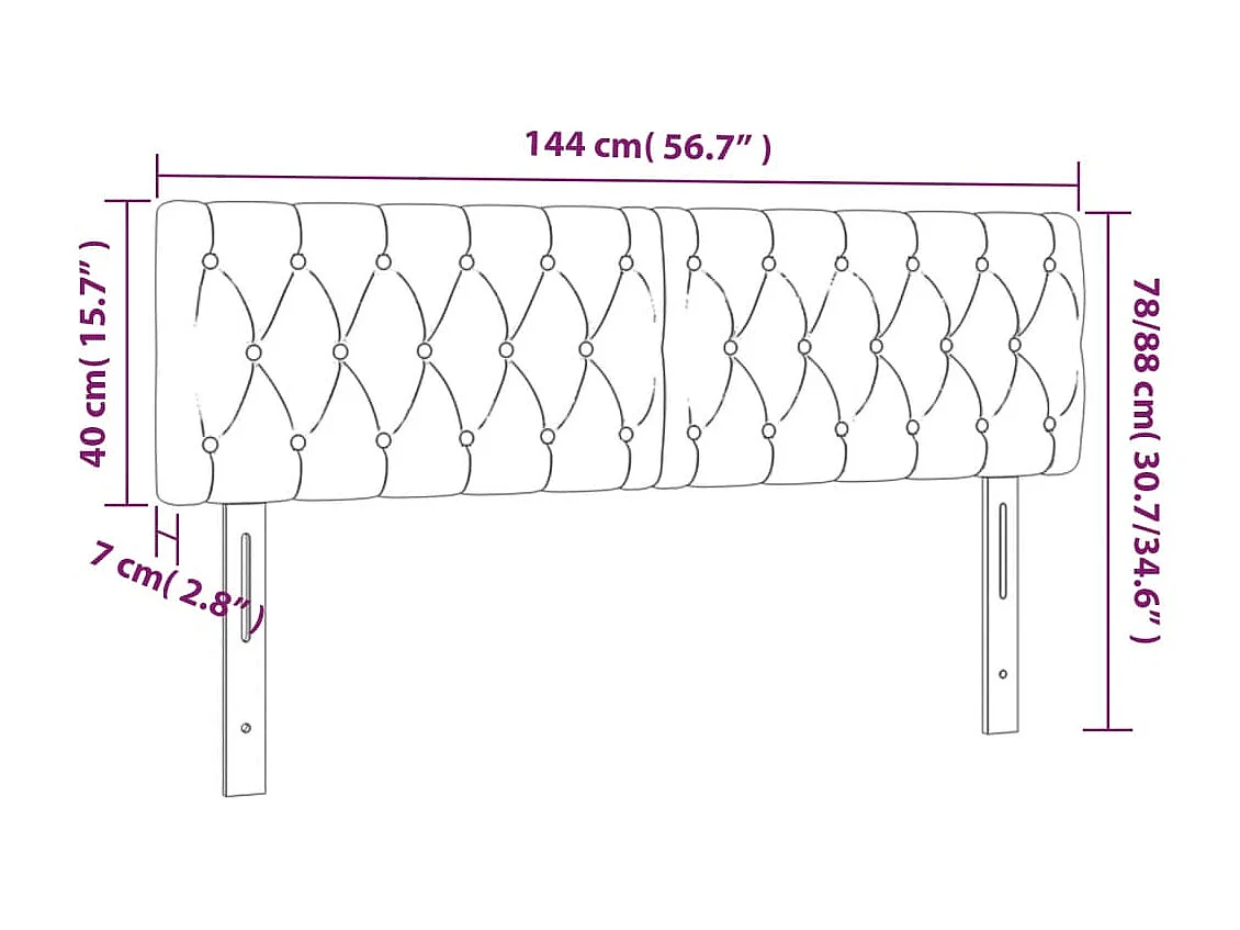 Hoofdbord | Hoofdeinde LED 144x7x78/88 cm fluweel donkergroen