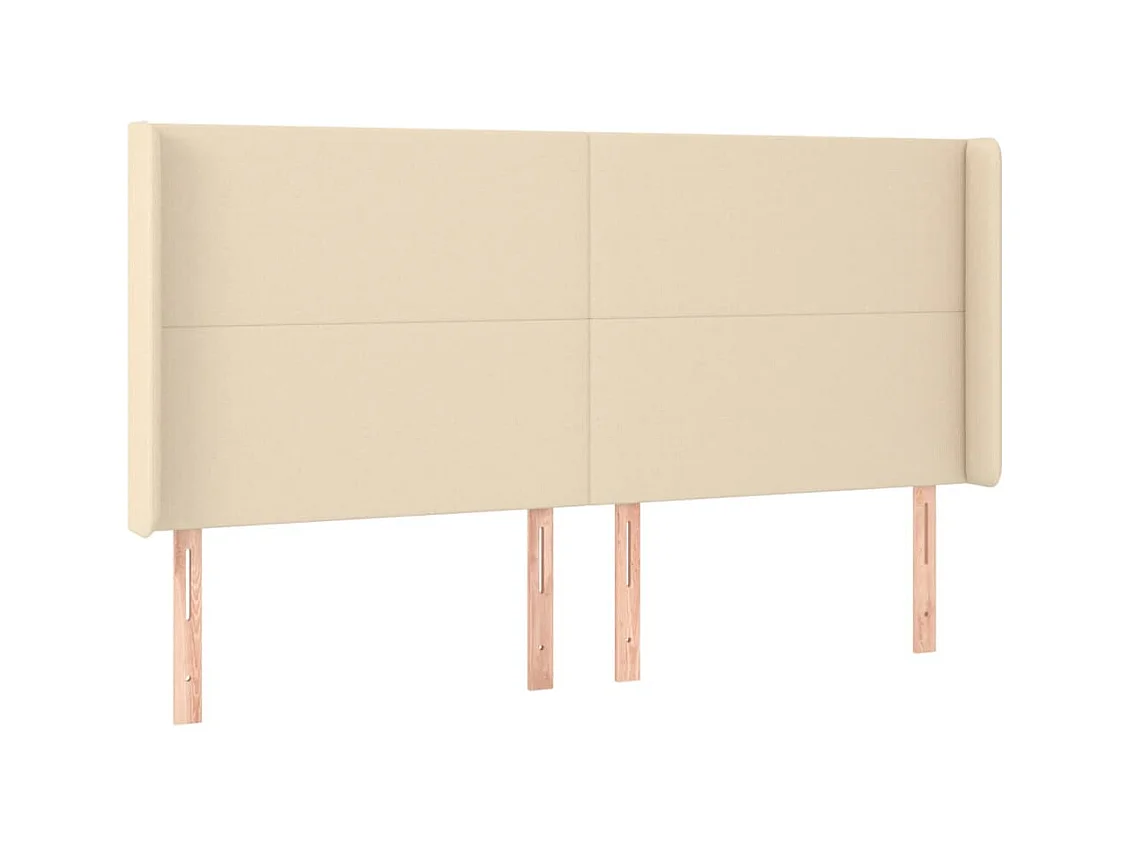 Mueble cabecero | Cabezal de cama | Cabecero con LED de tela color crema 203x16x118/128 cm