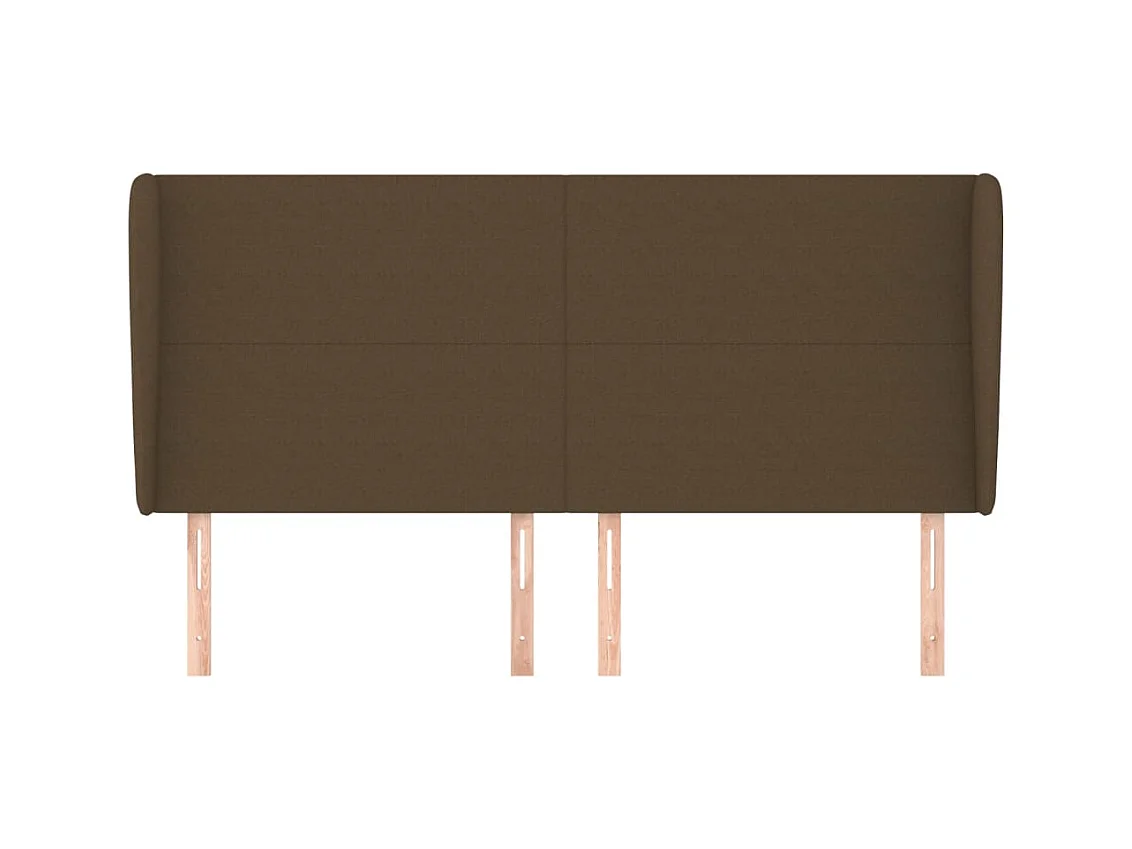 Cabecero | Cabezal de Cama | Mueble cabecero con orejas de tela marrón oscuro 203x23x118/128 cm