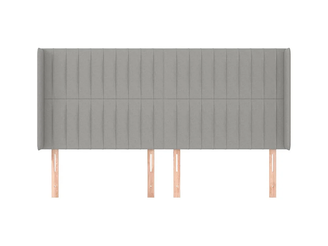 Tête de Lit | Panneau de tête pour lit Moderne avec oreilles Gris clair 183x16x118/128 cm Tissu