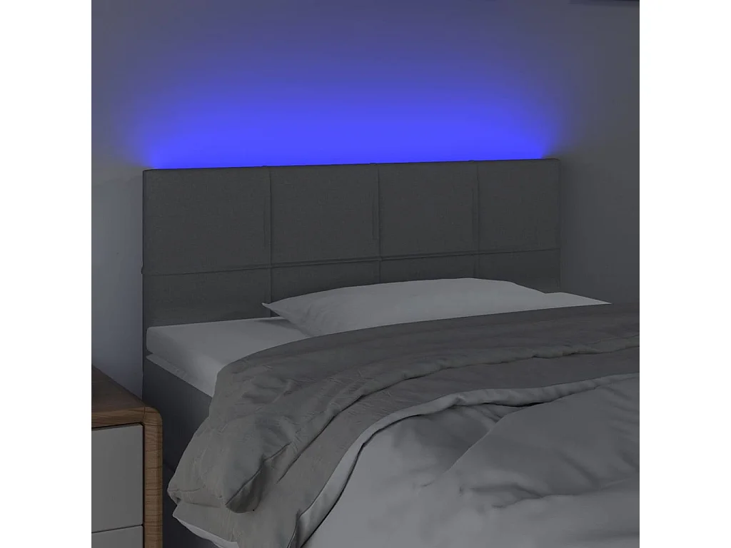 Tête de Lit | Panneau de tête pour lit Moderne à LED Gris clair 90x5x78/88 cm Tissu