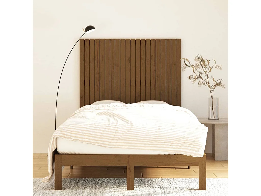 Tête de lit murale | Panneau de tête pour lit Moderne  Marron miel 127,5x3x110cm Bois massif de pin