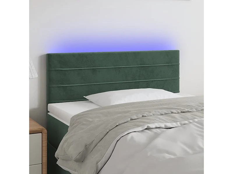 Tête de Lit | Panneau de tête pour lit Moderne à LED Vert foncé 80x5x78/88 cm Velours