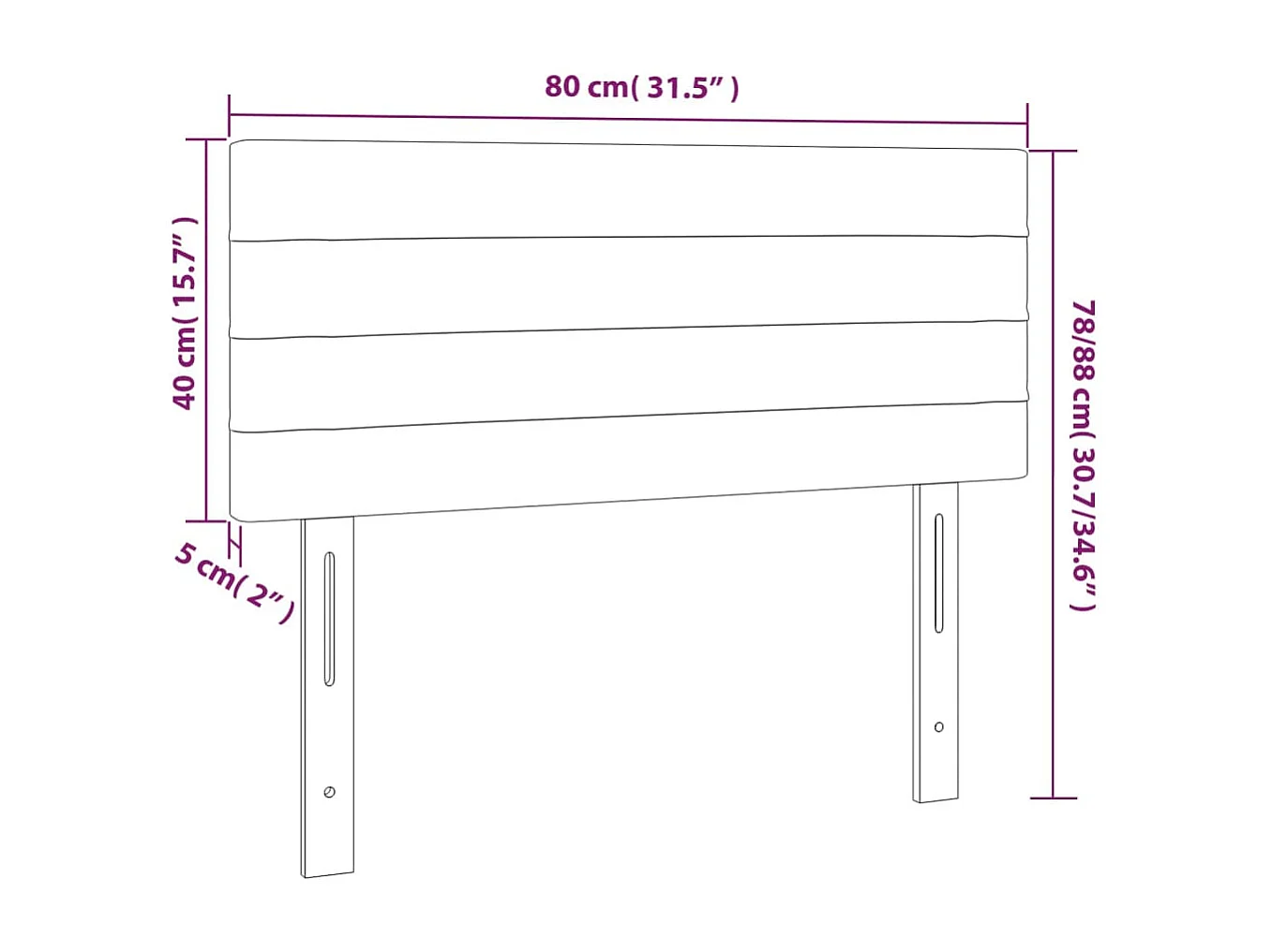 Hoofdbord | Hoofdeinde LED 80x5x78/88 cm fluweel donkergroen