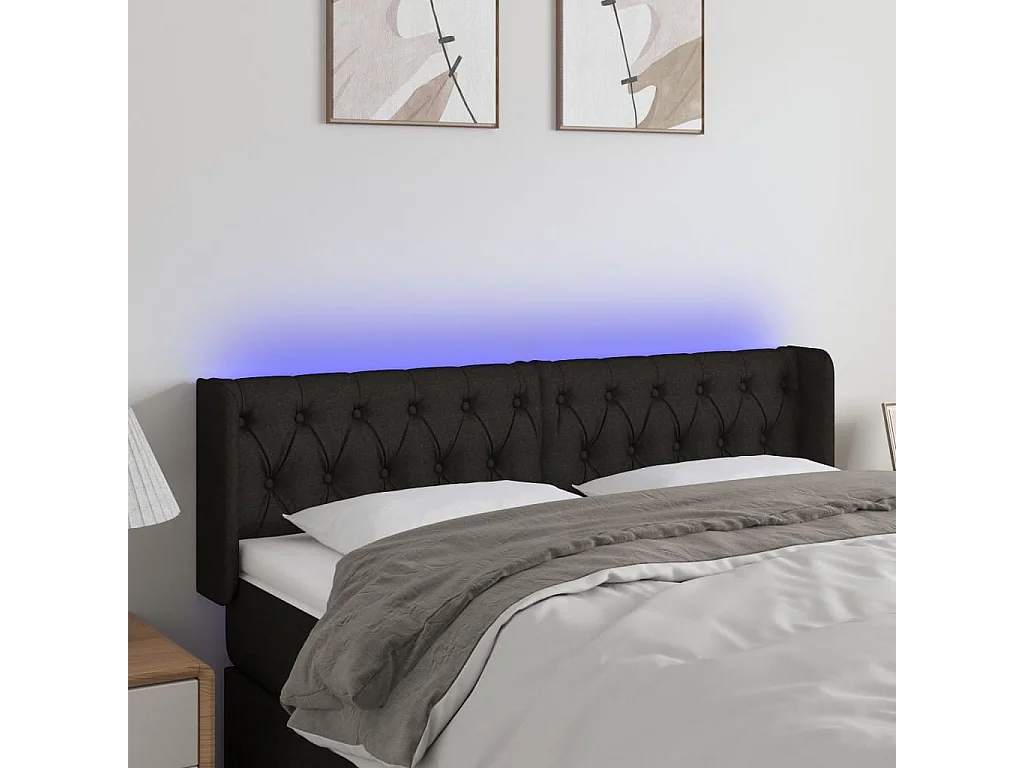 Hoofdbord | Hoofdeinde LED 163x16x78/88 cm stof zwart