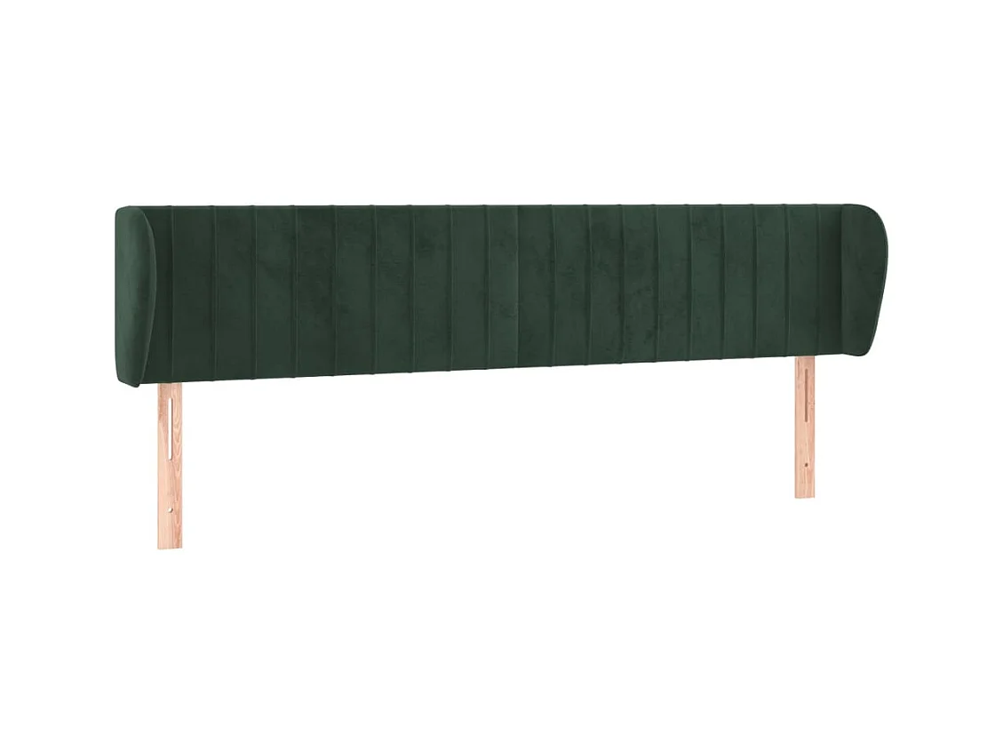Mueble cabecero | Cabezal de cama | Cabecero de terciopelo verde oscuro 203x23x78/88 cm