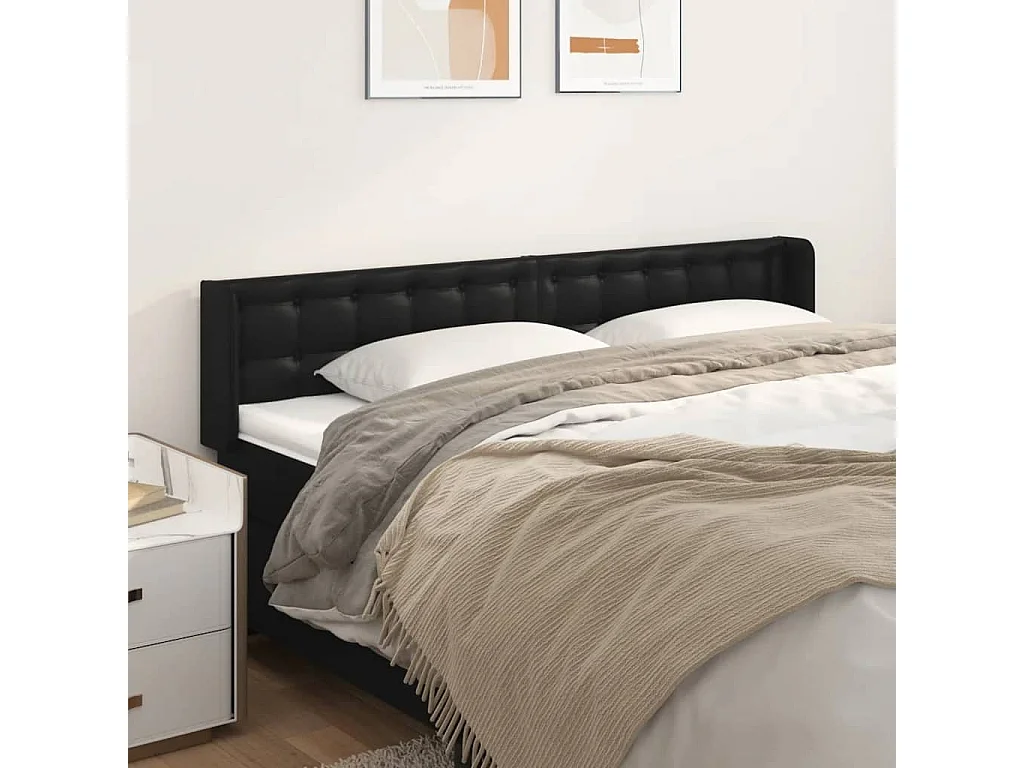 Hoofdbord | Hoofdeinde met randen 183x16x78/88 cm kunstleer zwart