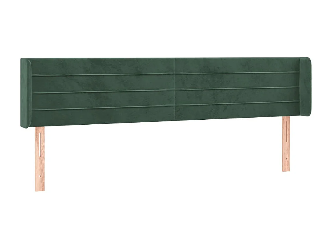 Tête de Lit | Panneau de tête pour lit Moderne à LED Vert foncé 203x16x78/88 cm Velours