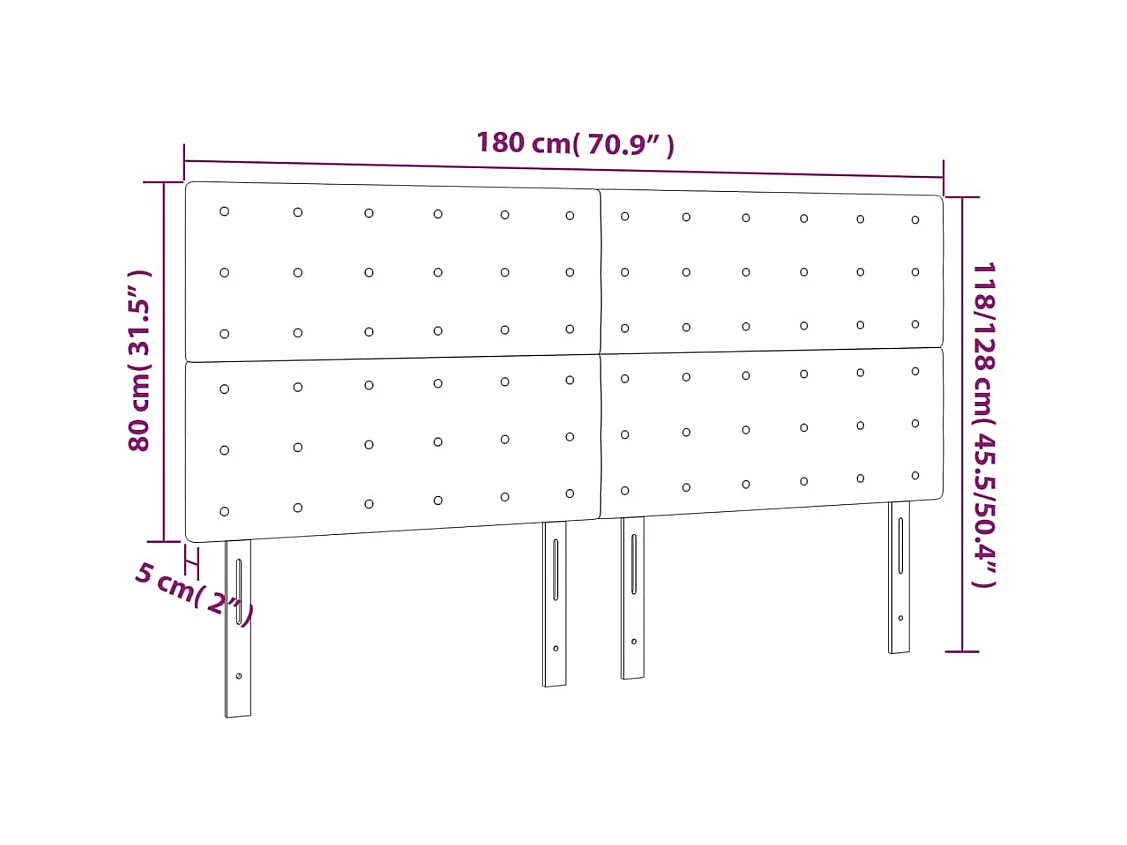 Cabeceros | Cabezal de cama | Mueble de cabecero 4 unidades de terciopelo rosa 90x5x78/88 cm