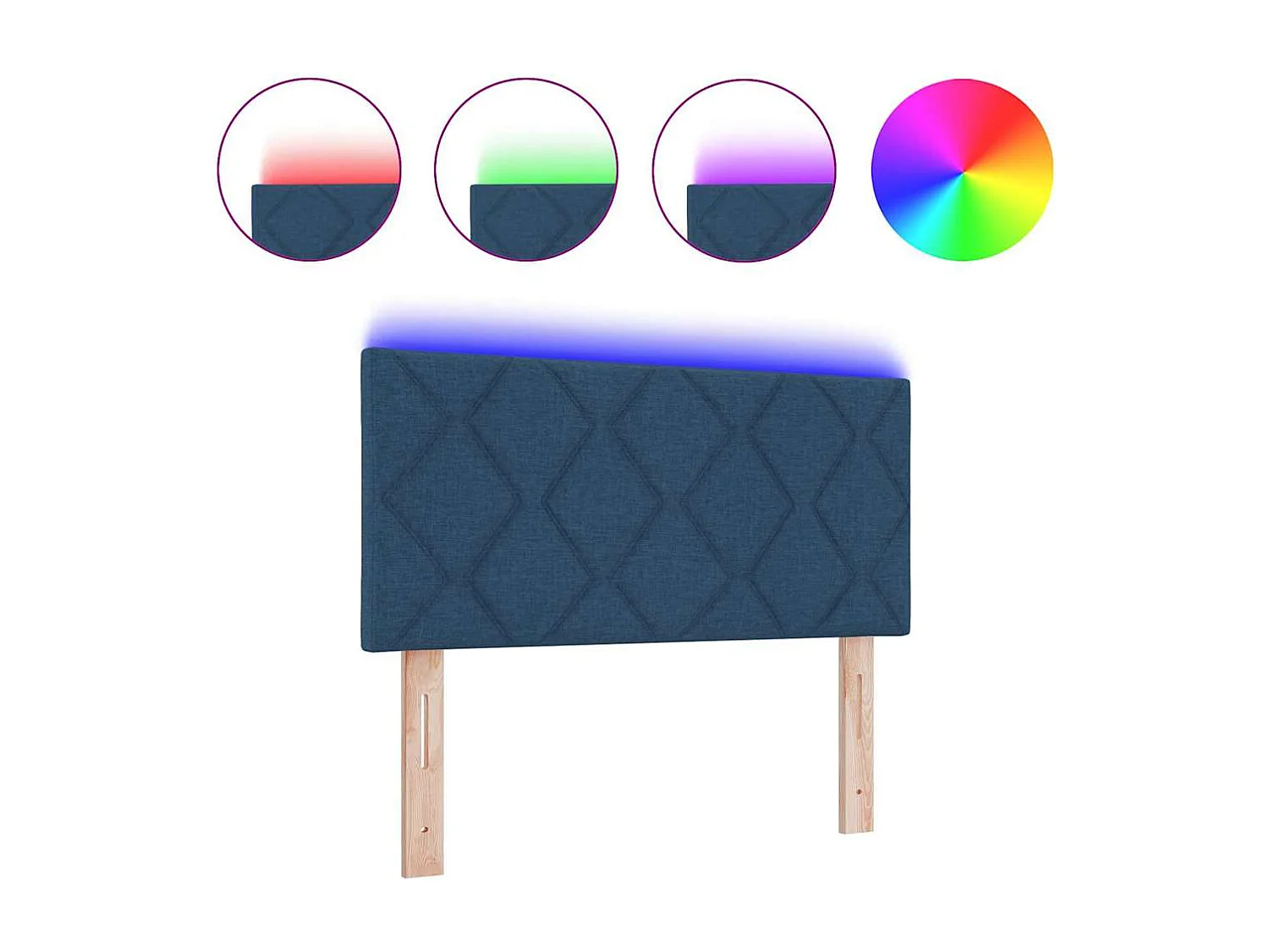 Tête de Lit | Panneau de tête pour lit Moderne avec des lumières à LED Réglable Bleu 100 cm tissu