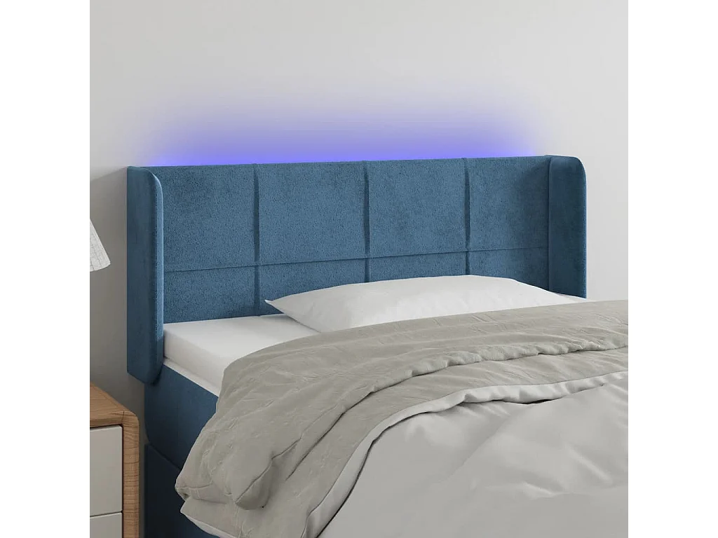 Hoofdbord | Hoofdeinde LED 93x16x78/88 cm fluweel blauw