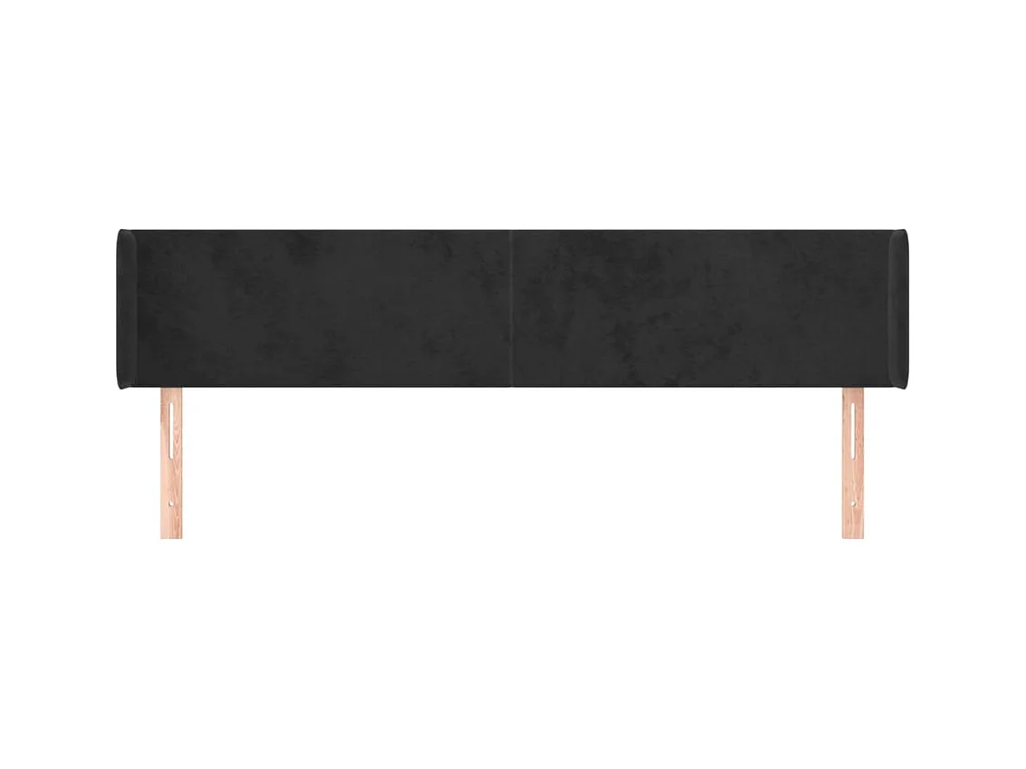 Mueble cabecero | Cabezal de cama | Cabecero de terciopelo negro 163x16x78/88 cm