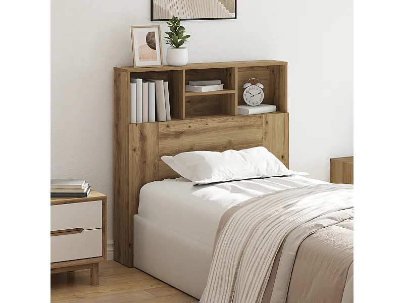 Cabinet de Tête de Lit | Commode de tête de lit chêne artisanal Bois Composite