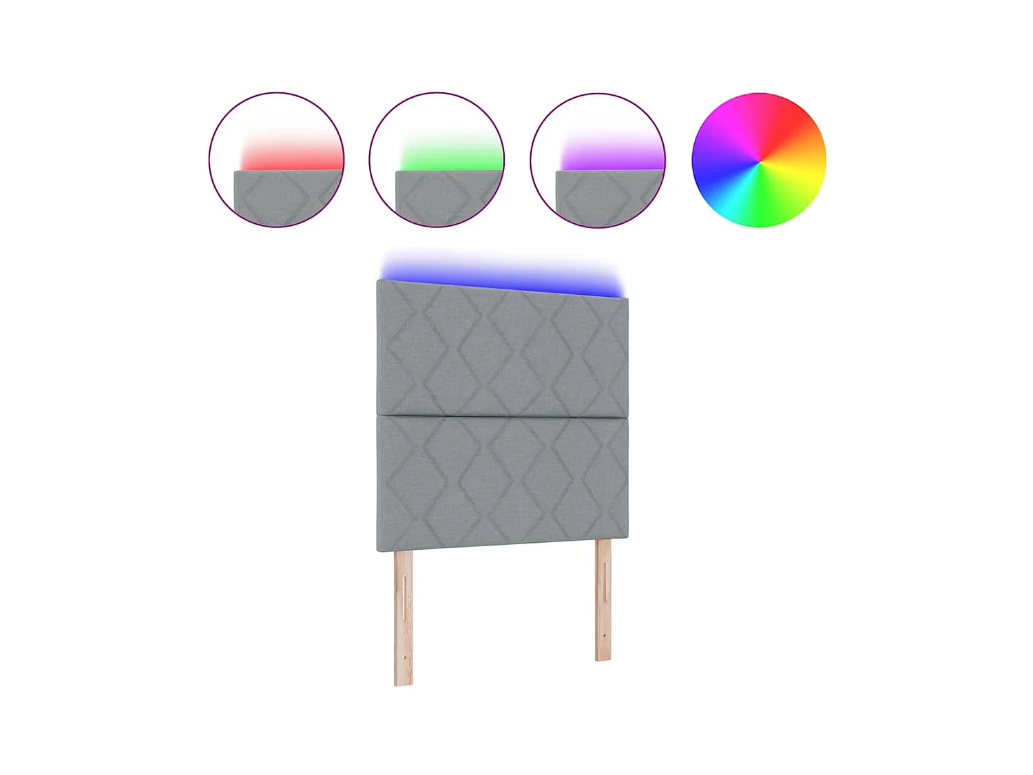 Cabecero | Cabezal de Cama | Mueble cabecero con luces de tiras LED Gris Claro 100 cm tela