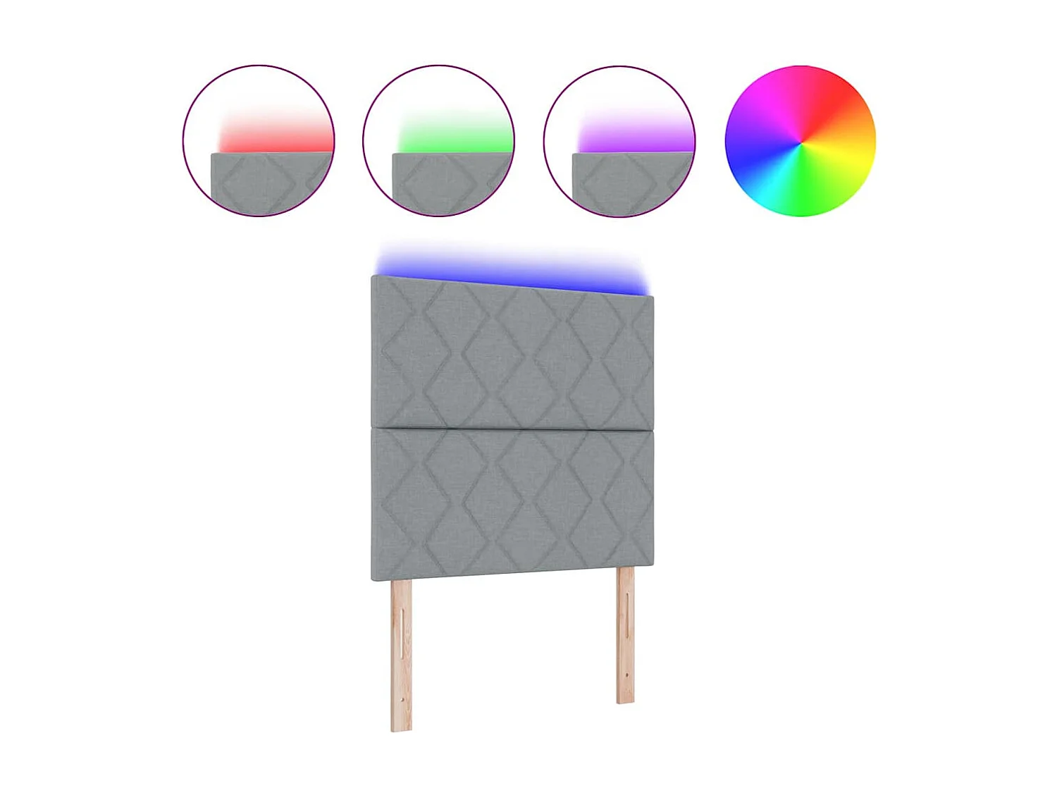 Tête de Lit | Panneau de tête pour lit Moderne avec des lumières à LED Gris clair 100 cm tissu