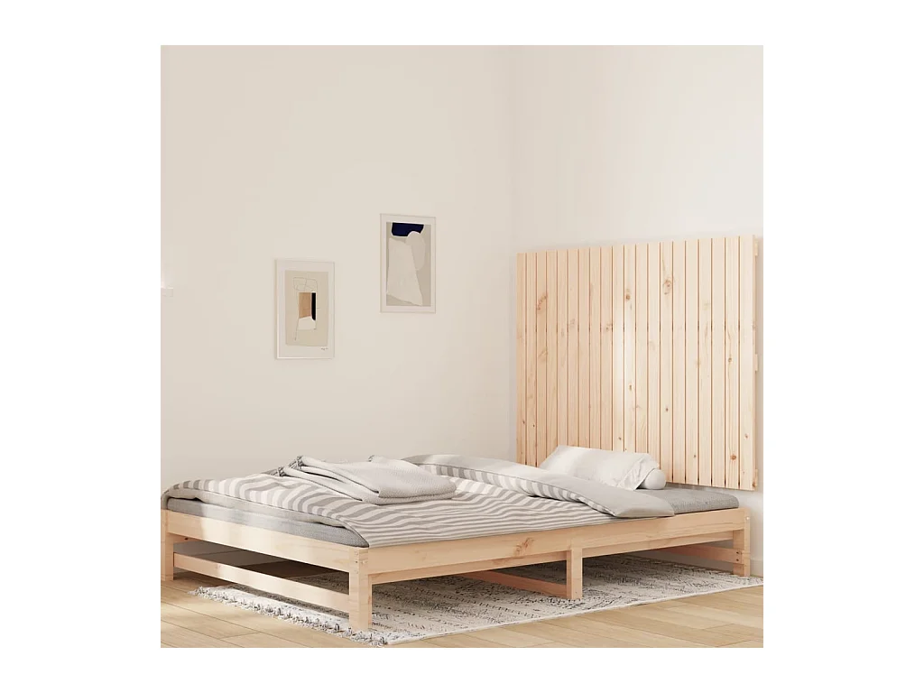 Cabecero de Cama | Cabezal de cama | Mueble de cabecero de pared madera maciza de pino 127,5x3x90 cm