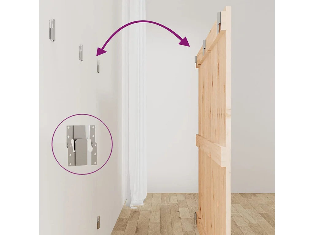 Cabecero de Cama | Cabezal de cama | Mueble de cabecero de pared madera maciza de pino 127,5x3x90 cm