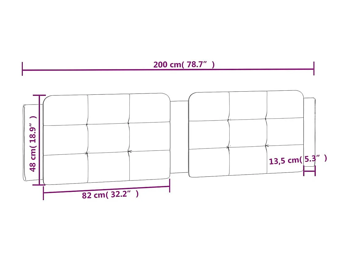 Hoofdbord | Hoofdbordkussen "Zadar" 200 cm kunstleer zwart