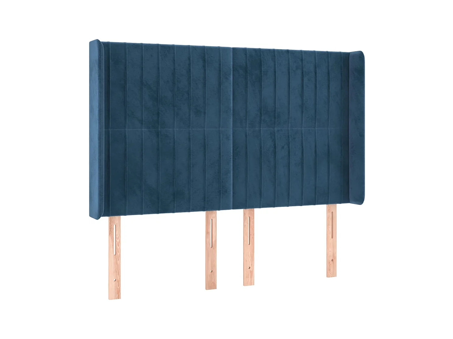 Cabecero | Cabezal de Cama | Mueble cabecero con LED de terciopelo azul oscuro 147x16x118/128 cm