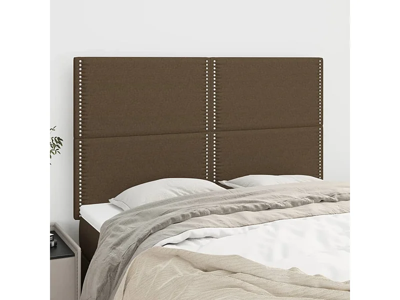Têtes de lit | Panneaux de tête pour lit Moderne 4 pcs Marron foncé 72x5x78/88 cm Tissu