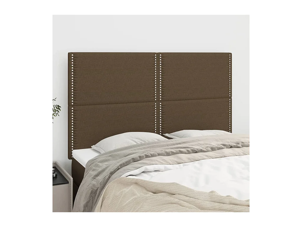 Têtes de lit | Panneaux de tête pour lit Moderne 4 pcs Marron foncé 72x5x78/88 cm Tissu