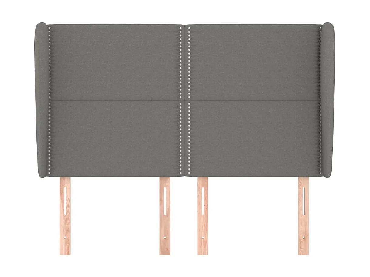 Cabecero | Cabezal de Cama | Mueble cabecero con orejas de tela gris oscuro 147x23x118/128 cm