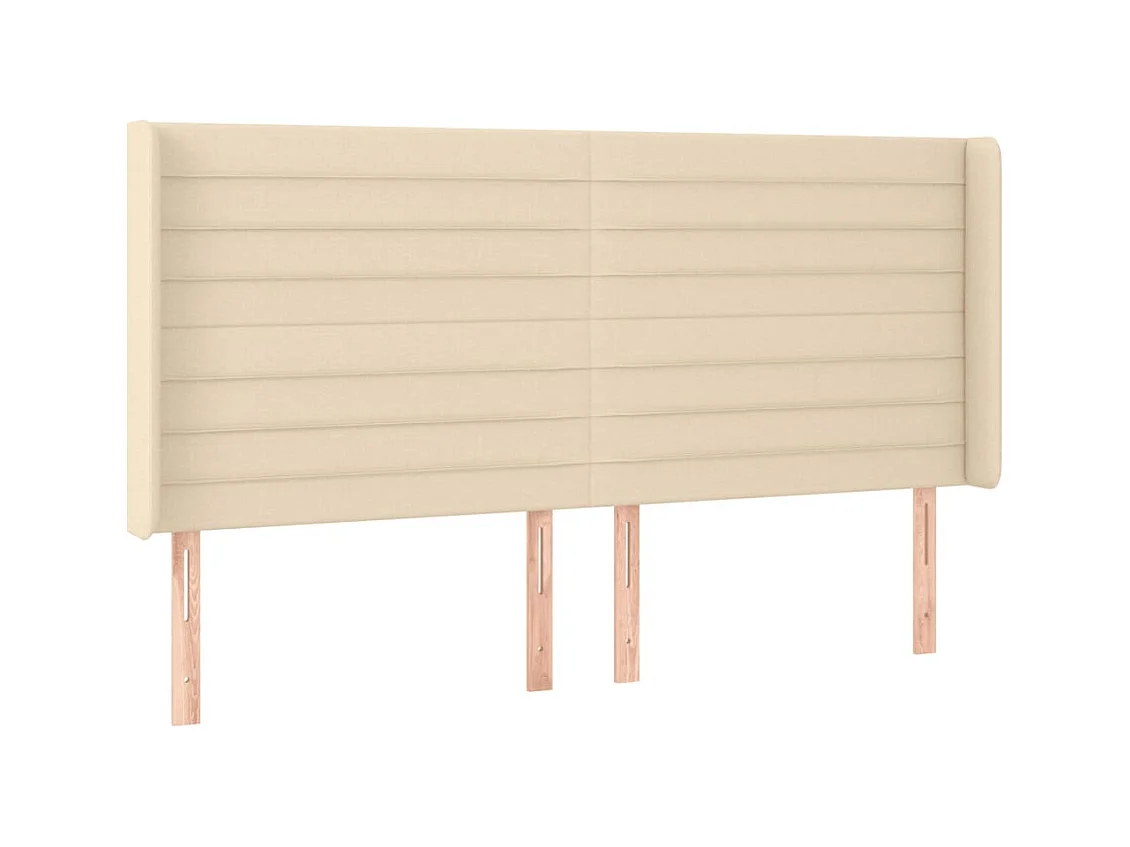 Mueble cabecero | Cabezal de cama | Cabecero con LED de tela color crema 203x16x118/128 cm
