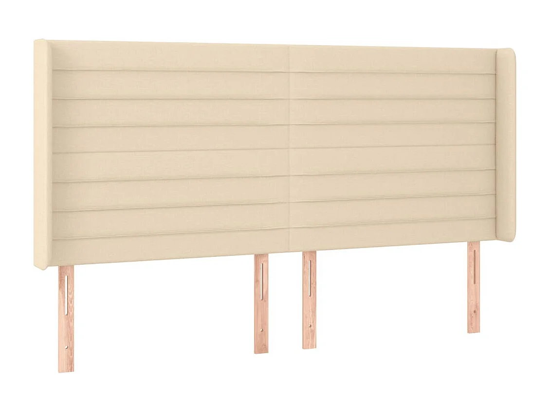 Tête de Lit | Panneau de tête pour lit Moderne à LED Crème 203x16x118/128 cm Tissu