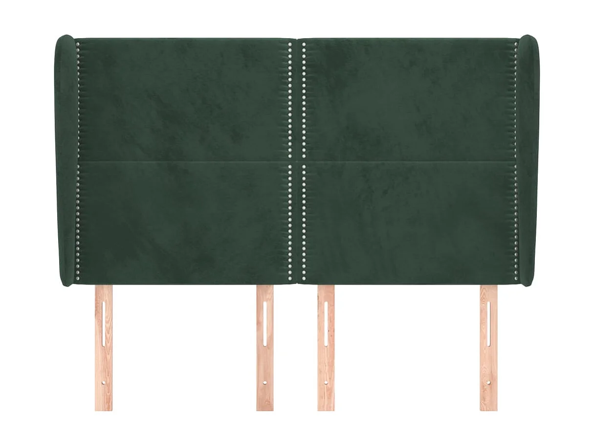 Tête de Lit | Panneau de tête pour lit Moderne avec oreilles Vert foncé 147x23x118/128 cm Velours
