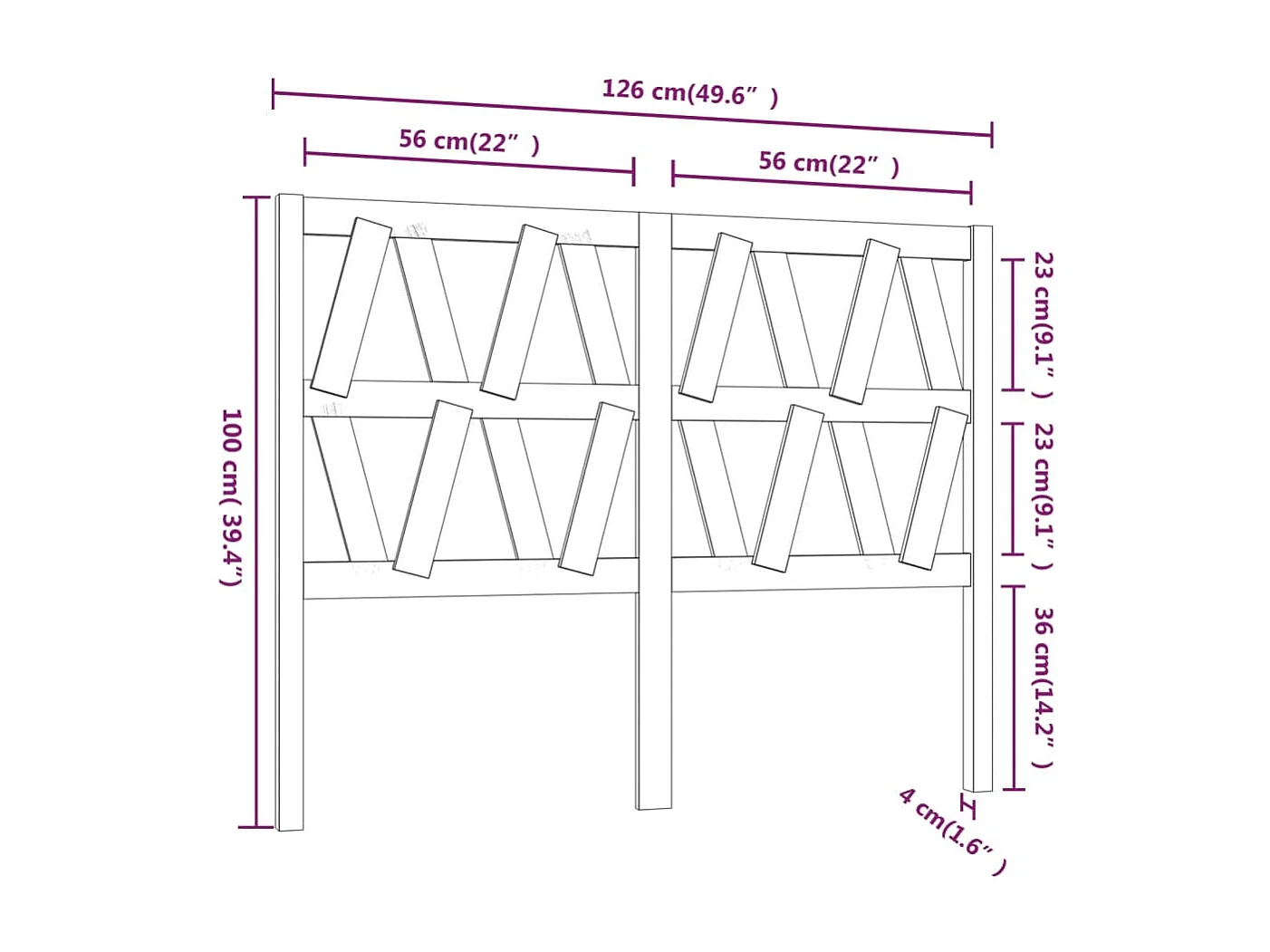 Cabecero de Cama | Cabezal de cama | Mueble de cabecero madera maciza de pino gris 126x4x100 cm