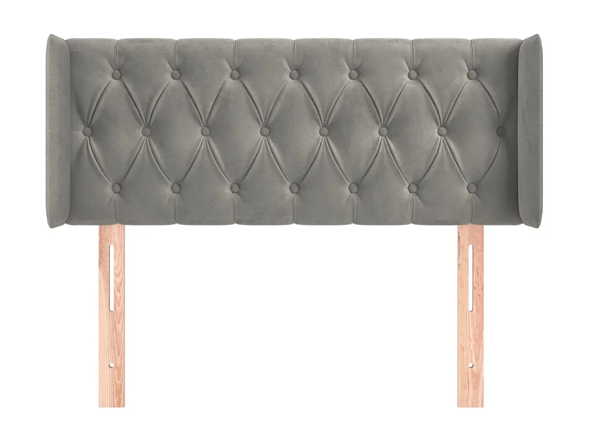 Tête de Lit | Panneau de tête pour lit Moderne avec oreilles Gris clair 93x16x78/88 cm Velours