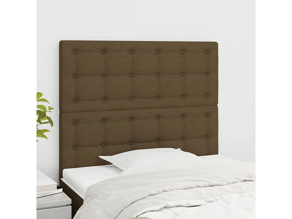 Têtes de lit | Panneaux de tête pour lit Moderne 2 pcs Marron Foncé 80x5x78/88 cm Tissu