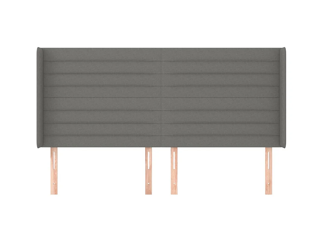 Cabecero | Cabezal de Cama | Mueble cabecero con orejas de tela gris oscuro 163x16x118/128 cm