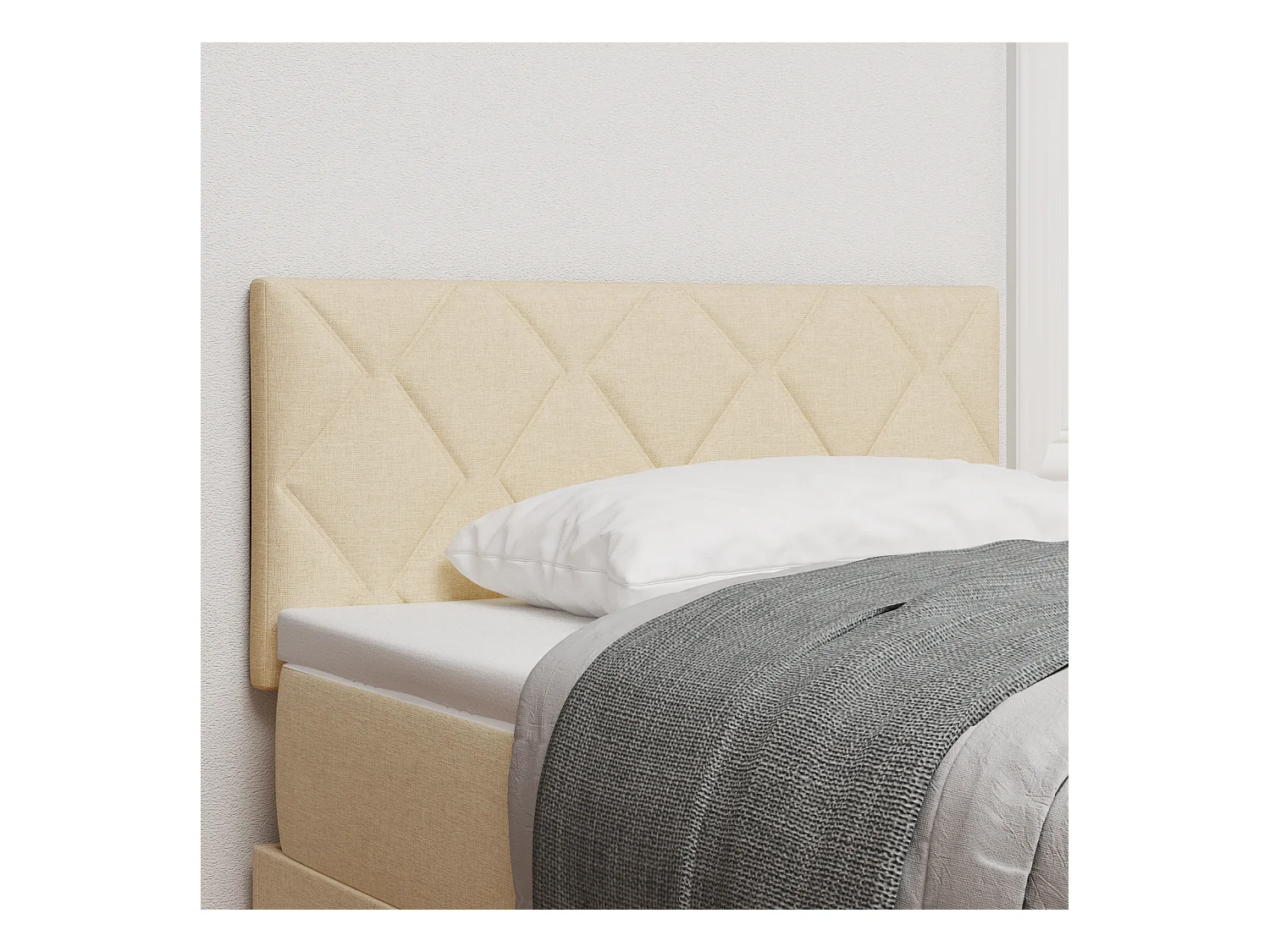 Cabecero | Cabezal de Cama | Mueble cabecero con luces de tiras LED con cabecera Crema 90 cm tela