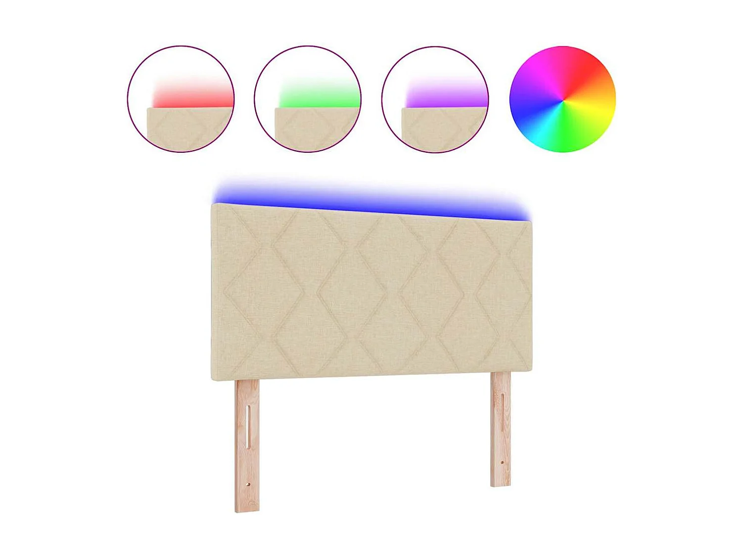 Cabecero | Cabezal de Cama | Mueble cabecero con luces de tiras LED con cabecera Crema 90 cm tela