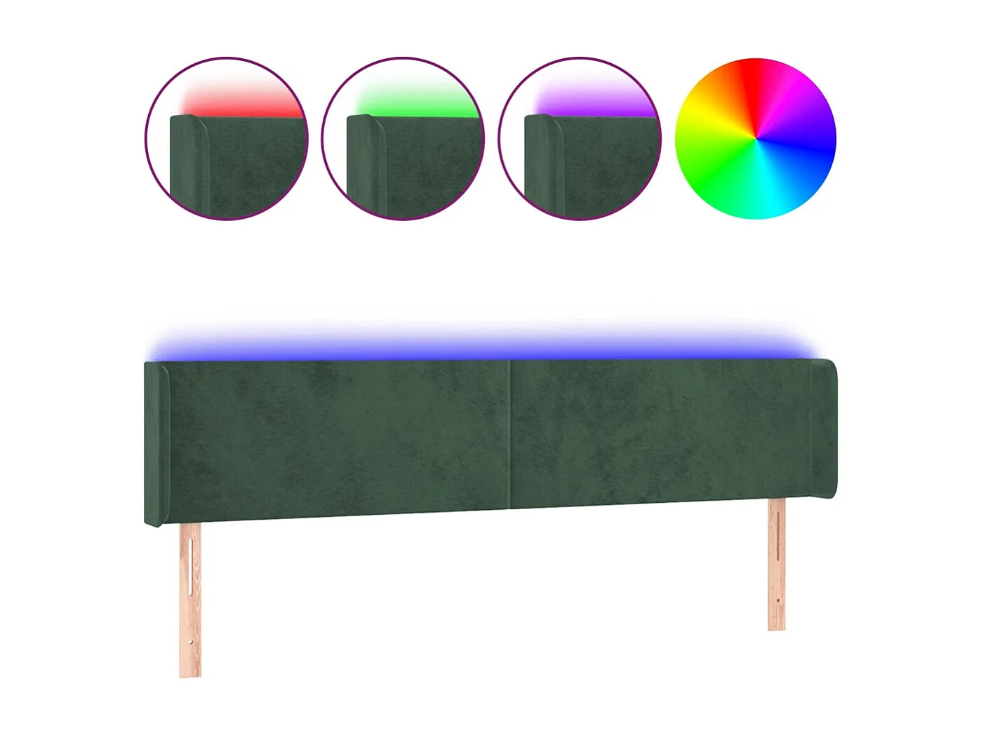 Hoofdbord | Hoofdeinde LED 163x16x78/88 cm fluweel donkergroen
