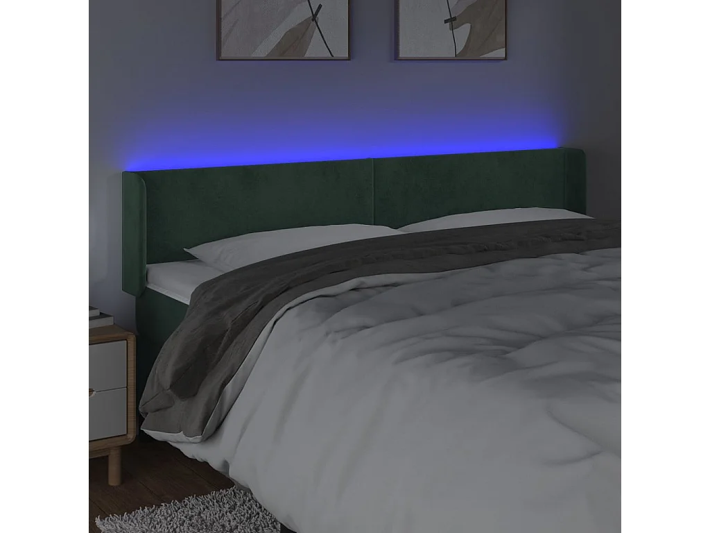 Hoofdbord | Hoofdeinde LED 163x16x78/88 cm fluweel donkergroen