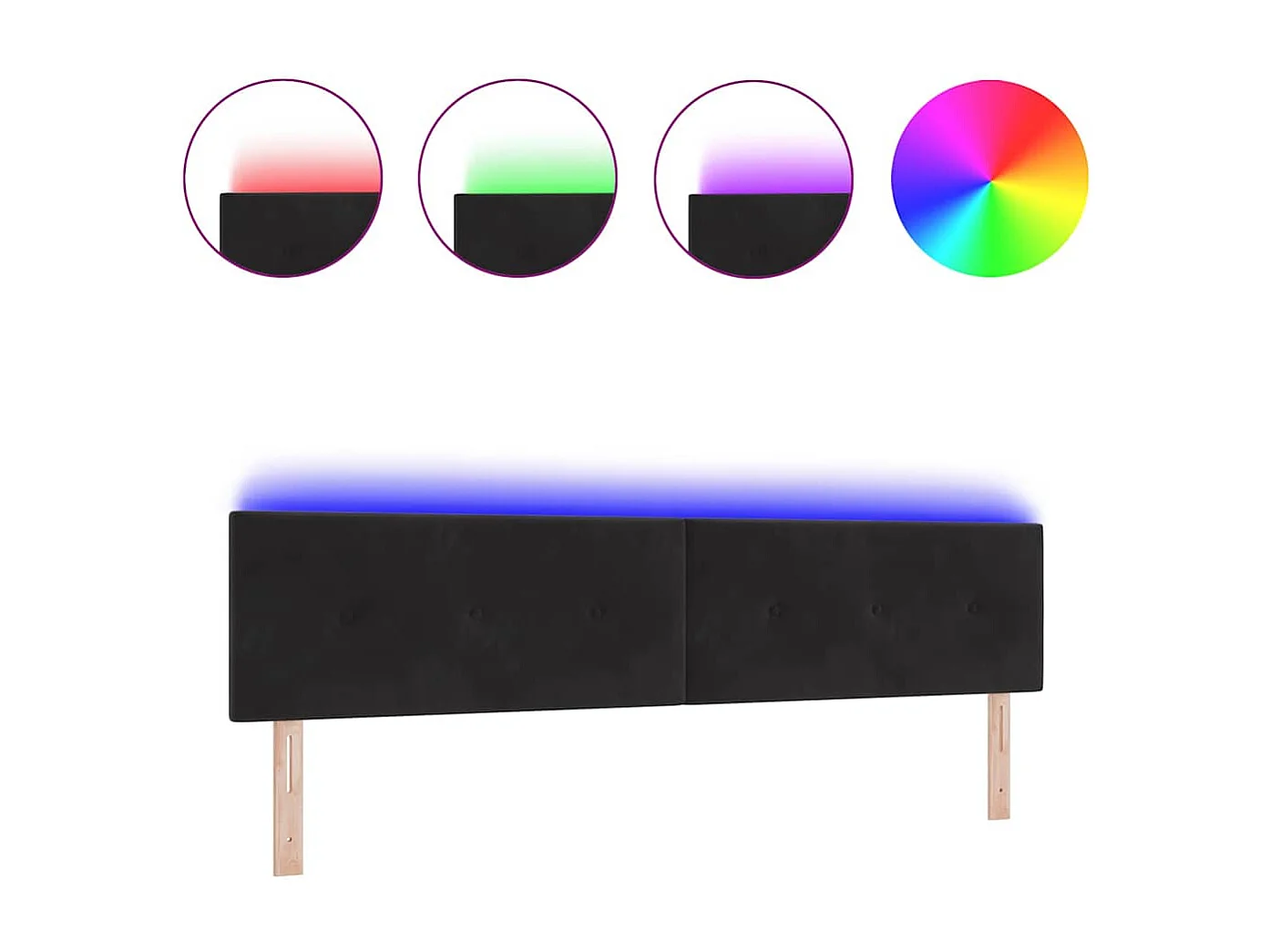 Tête de Lit | Panneau de tête pour lit Moderne avec des lumières à LED Noir 100 cm Velours