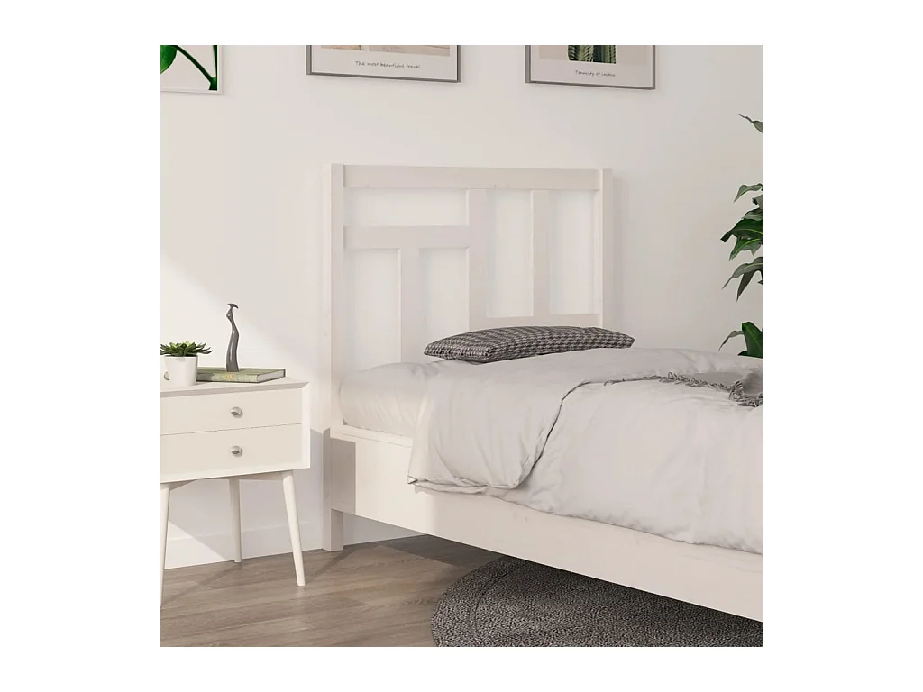 Cabecero de Cama | Cabezal de cama | Mueble de cabecero madera maciza de pino blanco 95,5x4x100 cm