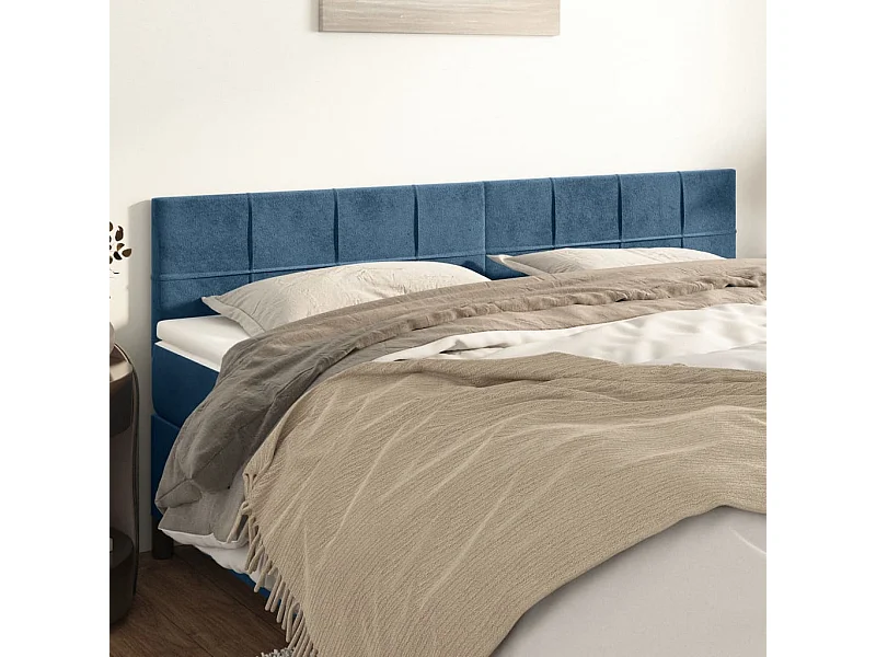 Têtes de lit | Panneaux de tête pour lit Moderne 2 pcs Bleu foncé 100x5x78/88 cm Velours