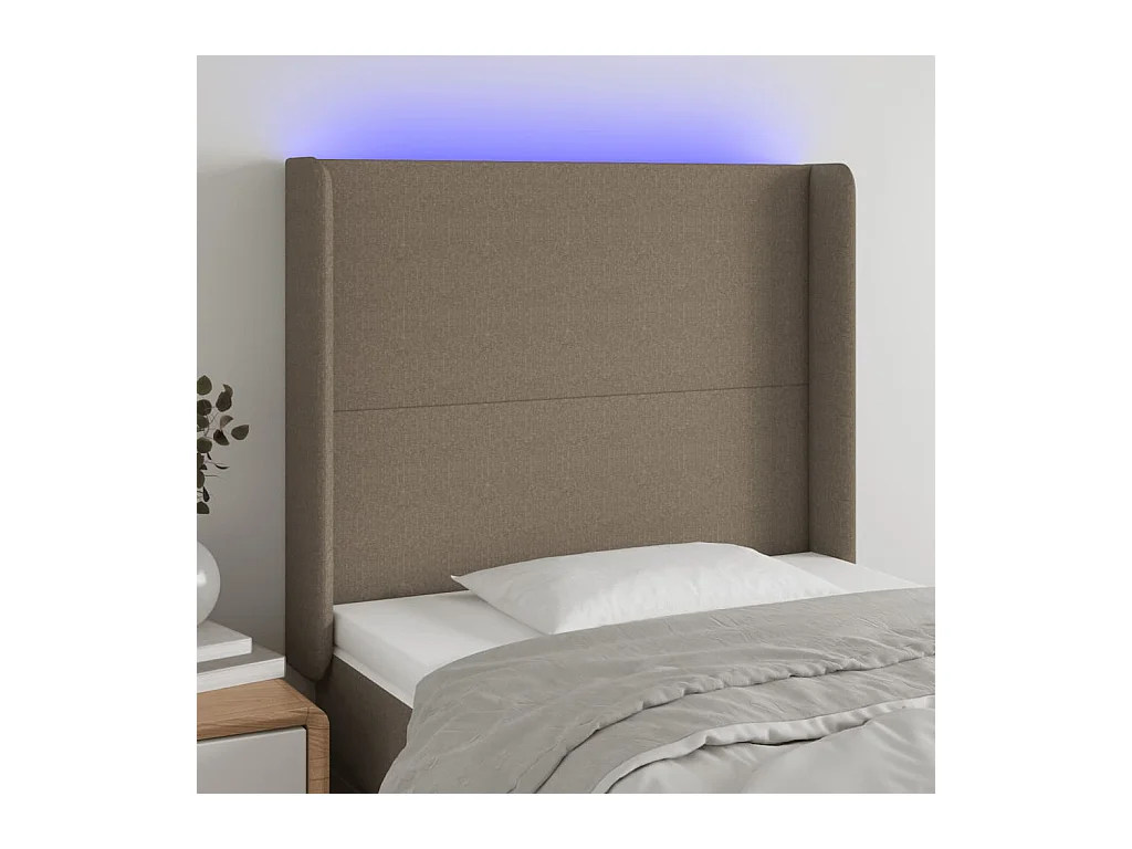 Tête de Lit | Panneau de tête pour lit Moderne à LED Taupe 103x16x118/128 cm Tissu