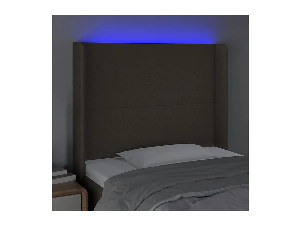 Tête de Lit | Panneau de tête pour lit Moderne à LED Taupe 103x16x118/128 cm Tissu