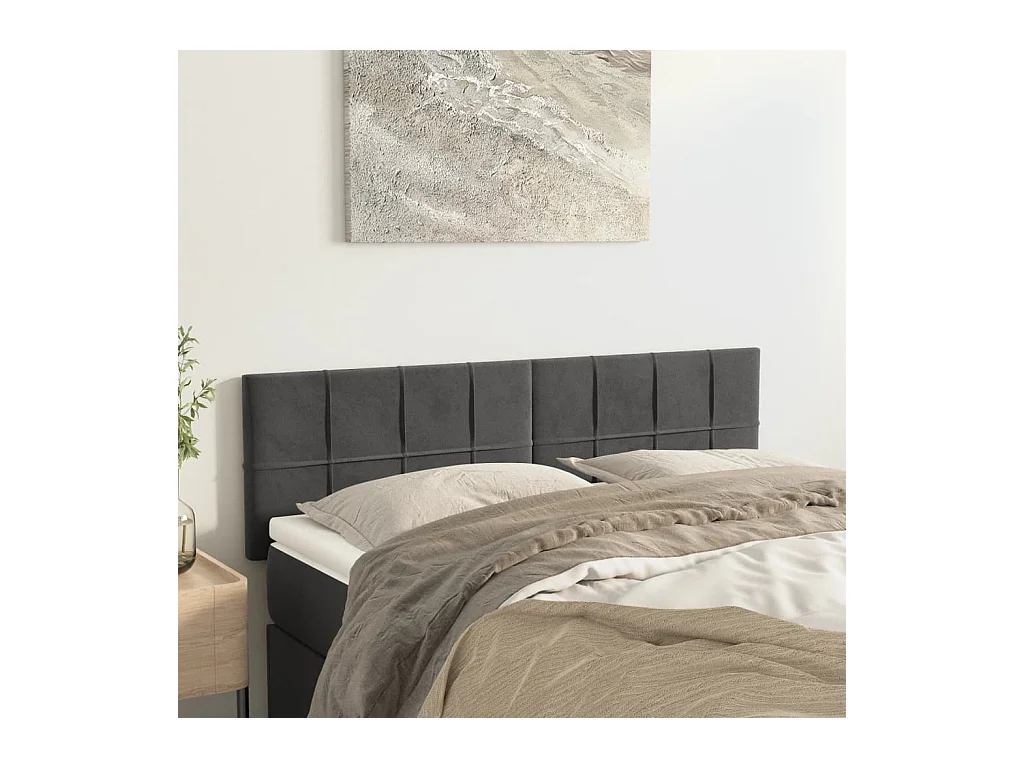 Cabeceros | Cabezal de cama | Mueble de cabecero 2 unidades terciopelo gris oscuro 72x5x78/88 cm