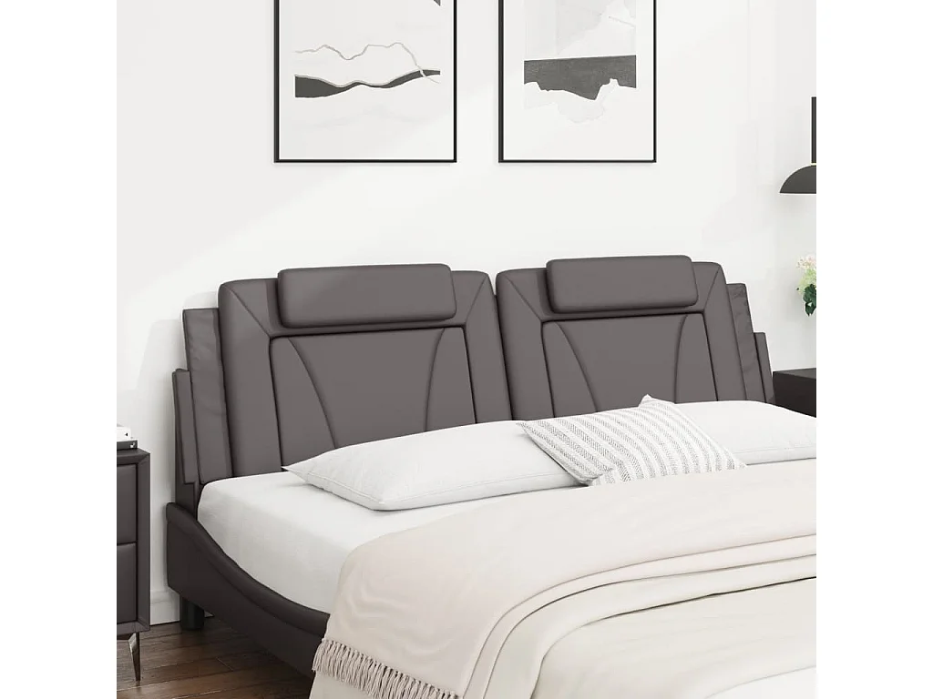 Hoofdbord | Hoofdbordkussen "Viana" 180 cm kunstleer grijs