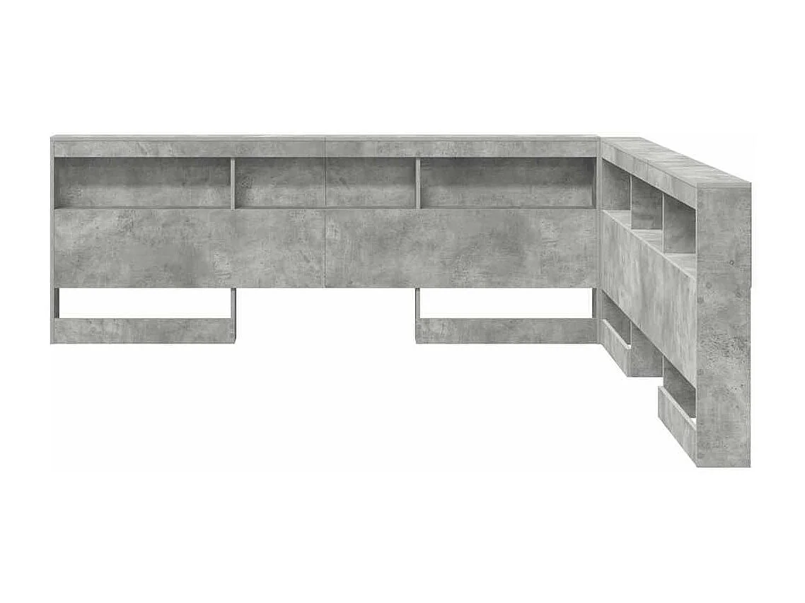 Tête de Lit de rangement | Panneau de tête pour lit Gris béton 200 cm Bois d'ingénierie