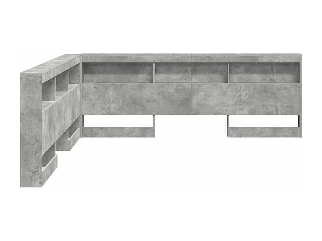 Tête de Lit de rangement | Panneau de tête pour lit Gris béton 200 cm Bois d'ingénierie