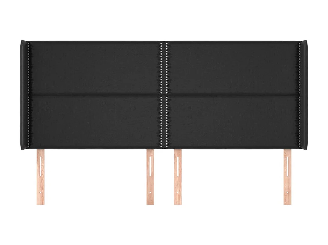 Tête de Lit | Panneau de tête pour lit Moderne avec oreilles Noir 183x16x118/128 cm Similicuir